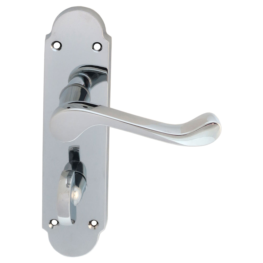 High quality image of Carlisle Brass - Oakley Lever on WC Backplate - Polished Chrome | Sku. dl168wccp | Trade Door Handles.