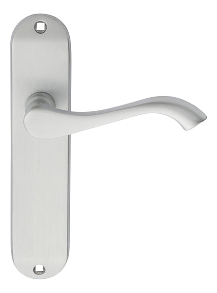 High quality image of Carlisle Brass - Andros Lever on Latch Backplate - Satin Chrome | Sku. dl181sc | Trade Door Handles.