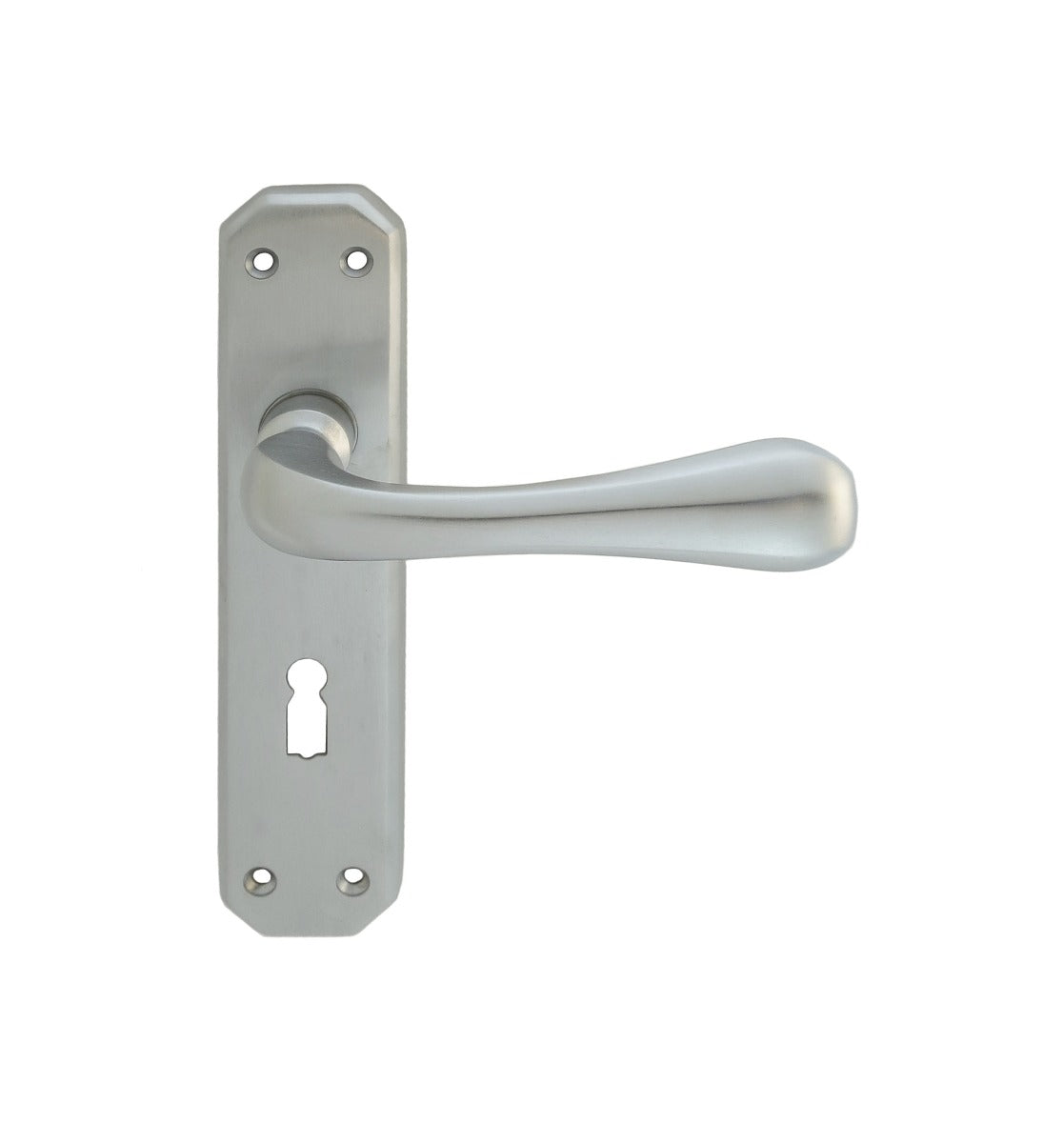 High quality image of Carlisle Brass - Eden Lever on Lock Backplate - Satin Chrome | Sku. dl410sc | Trade Door Handles.