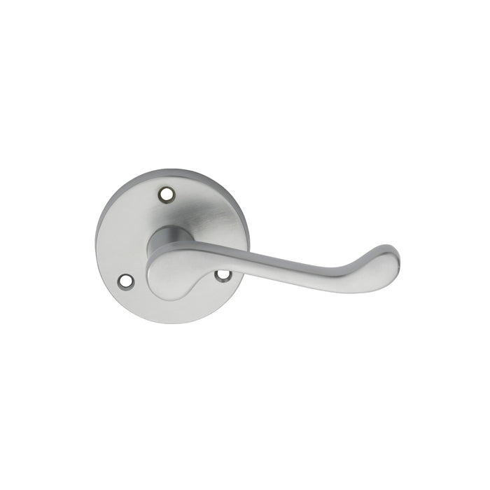 High quality image of Carlisle Brass - Victorian Scroll Lever on Round Rose - Satin Chrome | Sku. dl56sc | Trade Door Handles.