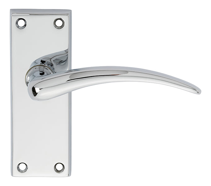 High quality image of Carlisle Brass - Wing Lever on Short Latch Backplate - Polished Chrome | Sku. dl65cp | Trade Door Handles.