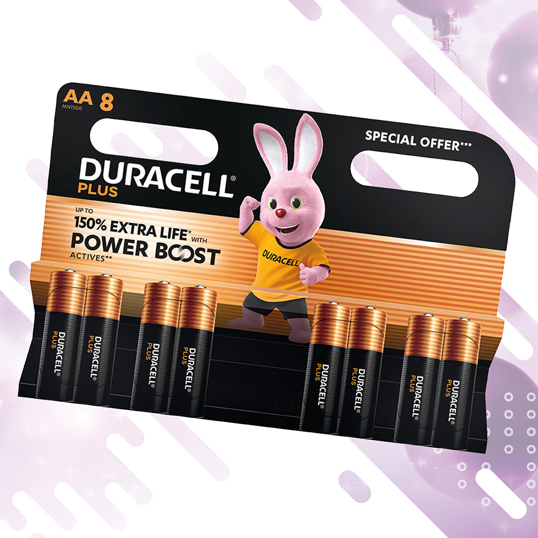 Duracell Plus AA Alkaline Batteries - Pack of 8