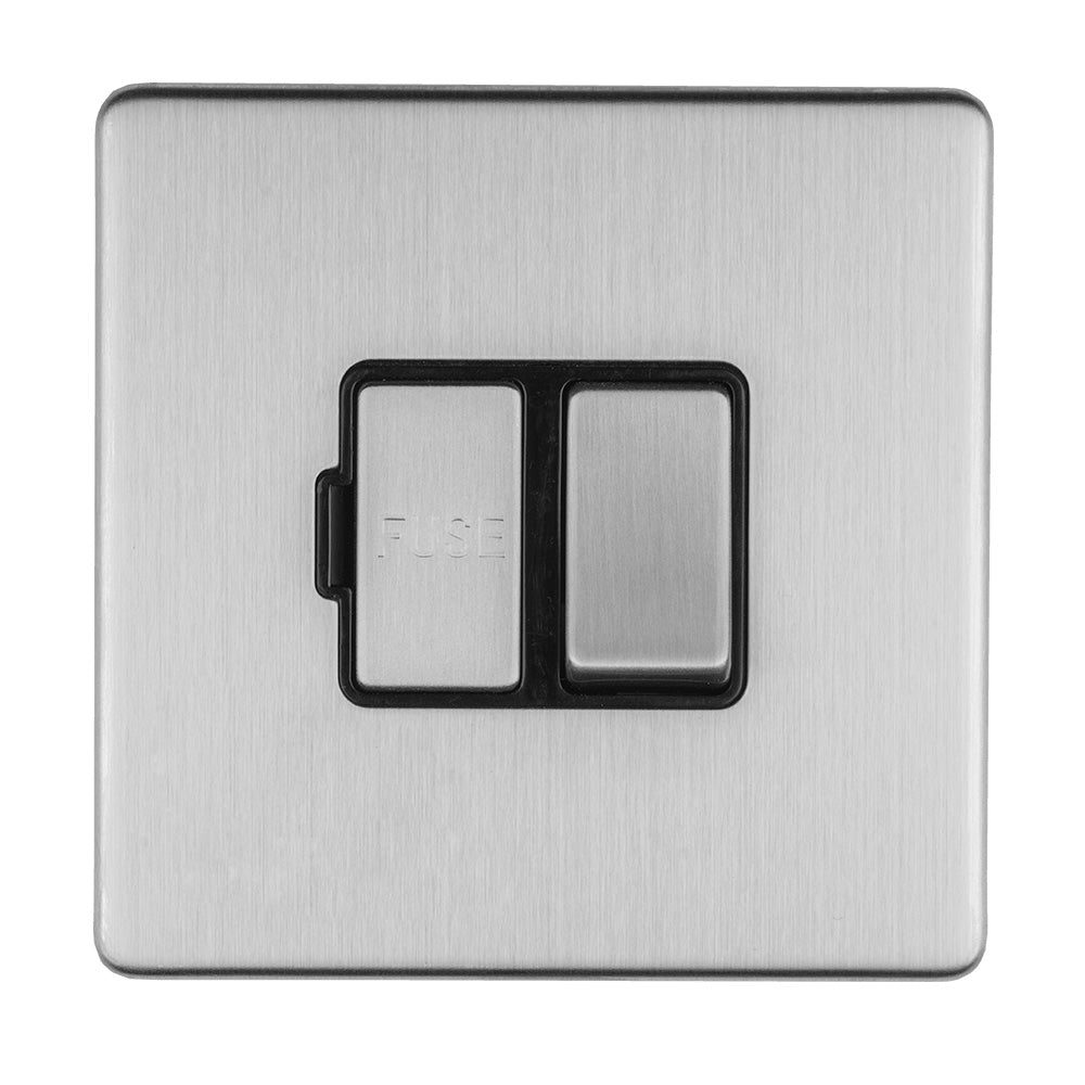 This is an image of Eurolite - Concealed 3mm 13Amp Switched Fuse Spur Stainless Steel (With Matching Trim) | Sku. ecssswfb | available from Trade Door Handles.