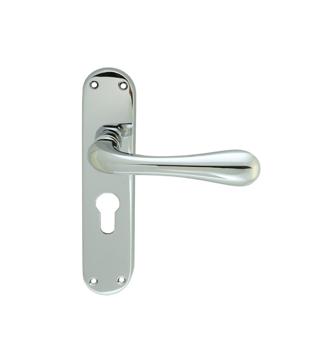 High quality image of Manital - Astro Lever on Euro Lock Backplate - Polished Chrome | Sku. el21ycp | Trade Door Handles.
