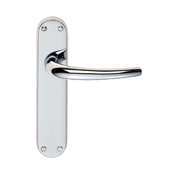 High quality image of Manital - Lilla Lever on Latch Backplate - Polished Chrome | Sku. el32cp | Trade Door Handles.