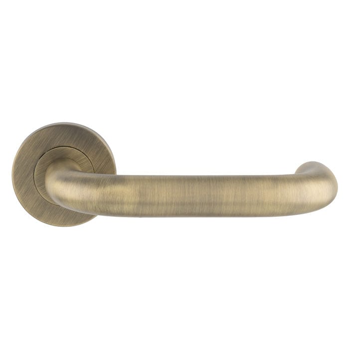 Eurospec Door Furniture Antique Brass / Round Rose Eurospec - Nera Safety Lever on Sprung Rose - Antique Brass
