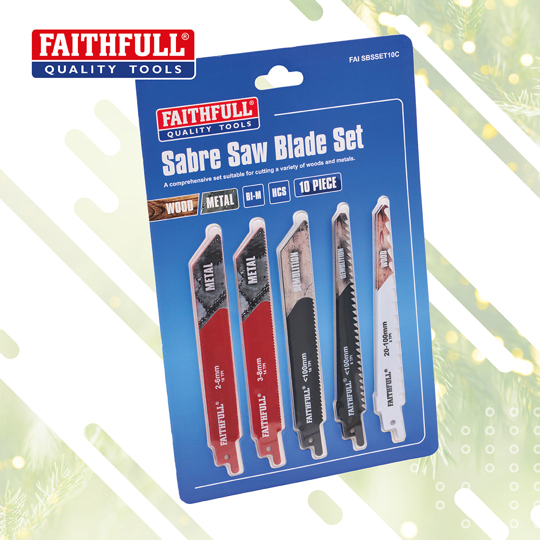 Faithfull 10 Piece Sabre Saw Blade Set 150mm - Wood & Metal