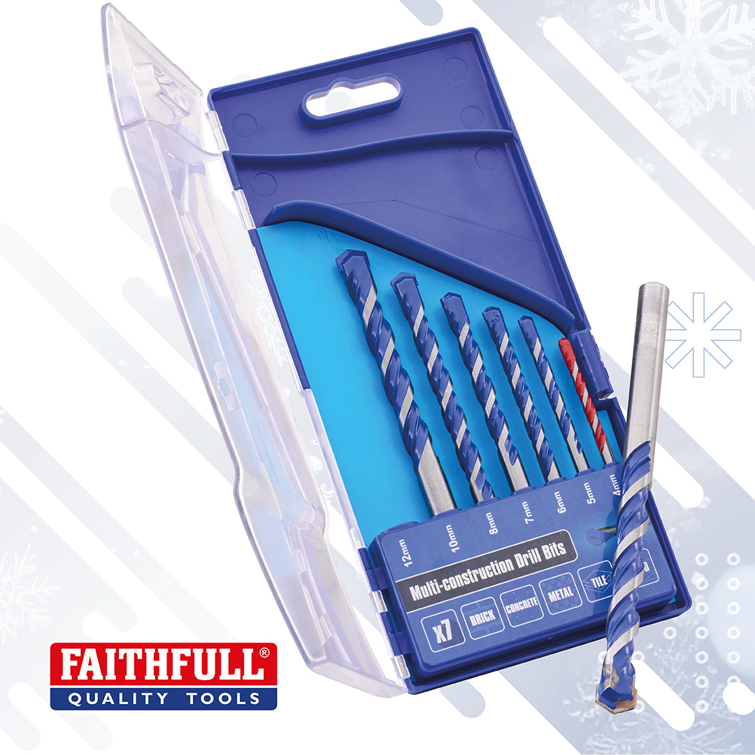 Faithfull 7 Piece Multi Construction Drill Bit Set 4-12mm