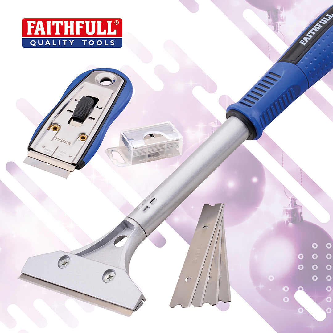 Faithfull Scraper Combi Pack - Long Handle & Razor Scrapers with Spare Blades