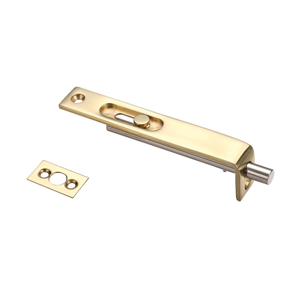 High quality image of the Fulton & Bray - Sunk Slide Flush Bolt 17 x 100mm - Polished Brass | Sku. fb01 | available to order from Trade Door Handles.