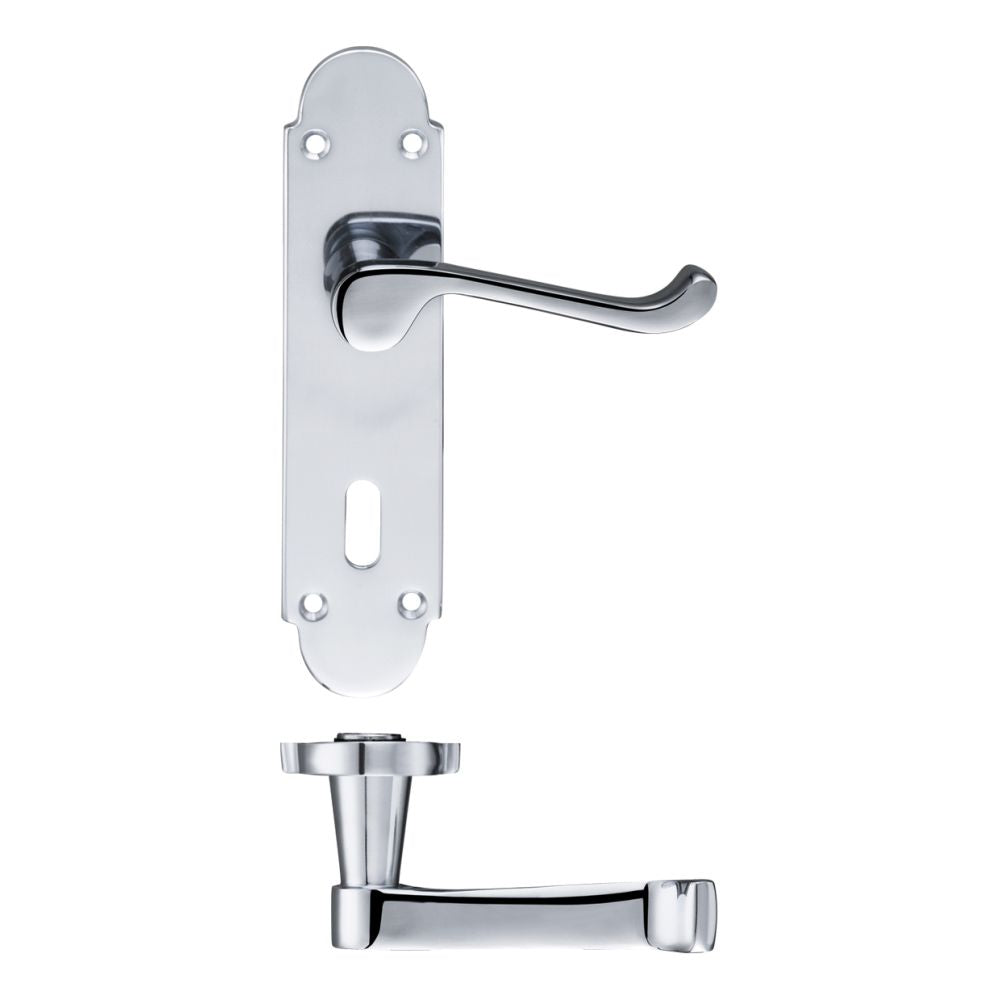 High quality image of the Fulton & Bray - Oxford Lever Lock (57mm c/c) Furniture 170 x 42mm - Polished Chrome | Sku. fb011cp | available to order from Trade Door Handles.