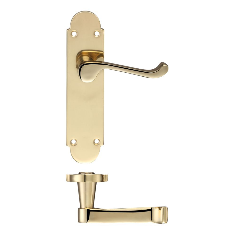 High quality image of the Fulton & Bray - Oxford Lever Latch Furniture 170 x 42mm - Polished Brass | Sku. fb012 | available to order from Trade Door Handles.