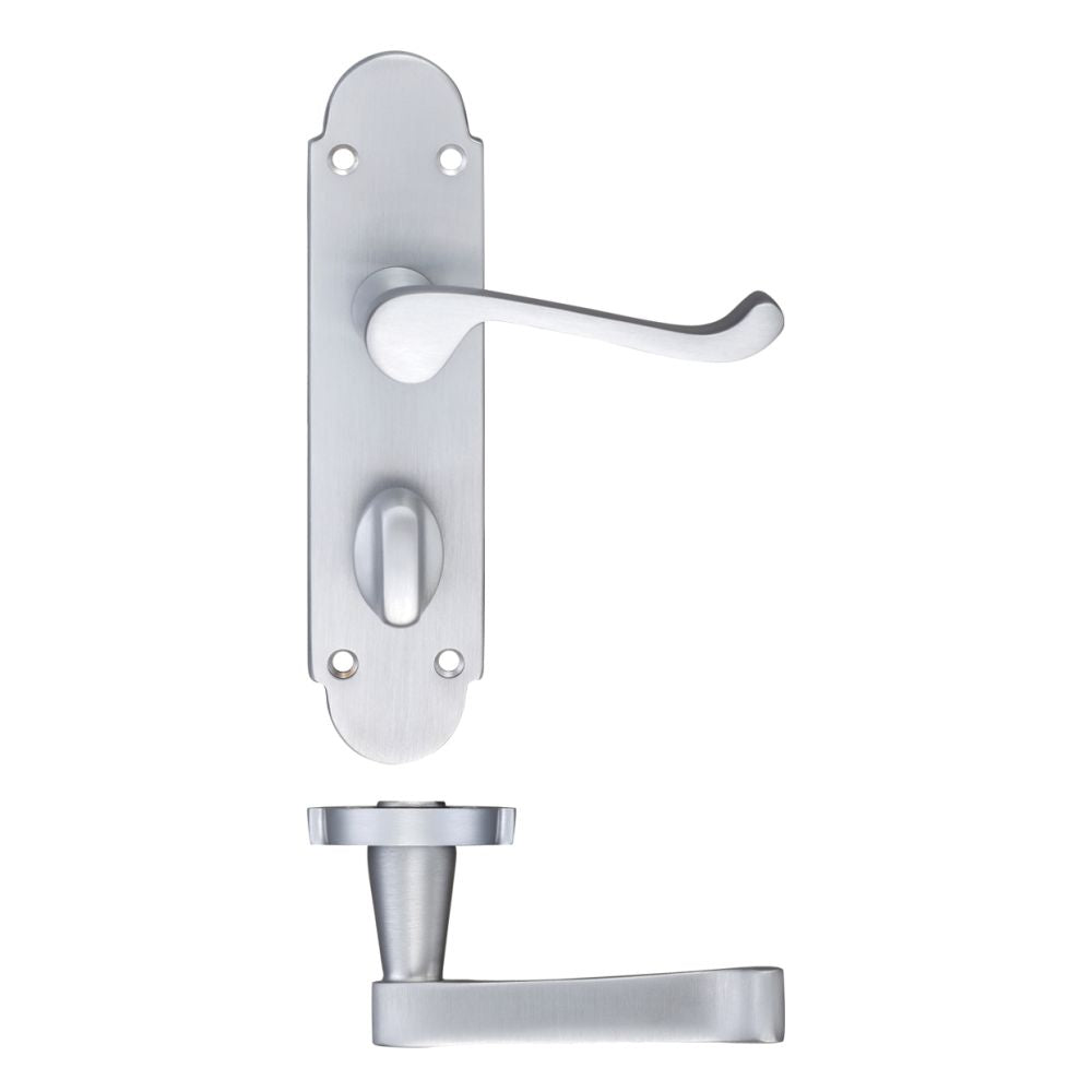 High quality image of the Fulton & Bray - Oxford Lever Bathroom (57mm c/c) Furniture 170 x 42mm - Satin Chrome | Sku. fb013sc | available to order from Trade Door Handles.