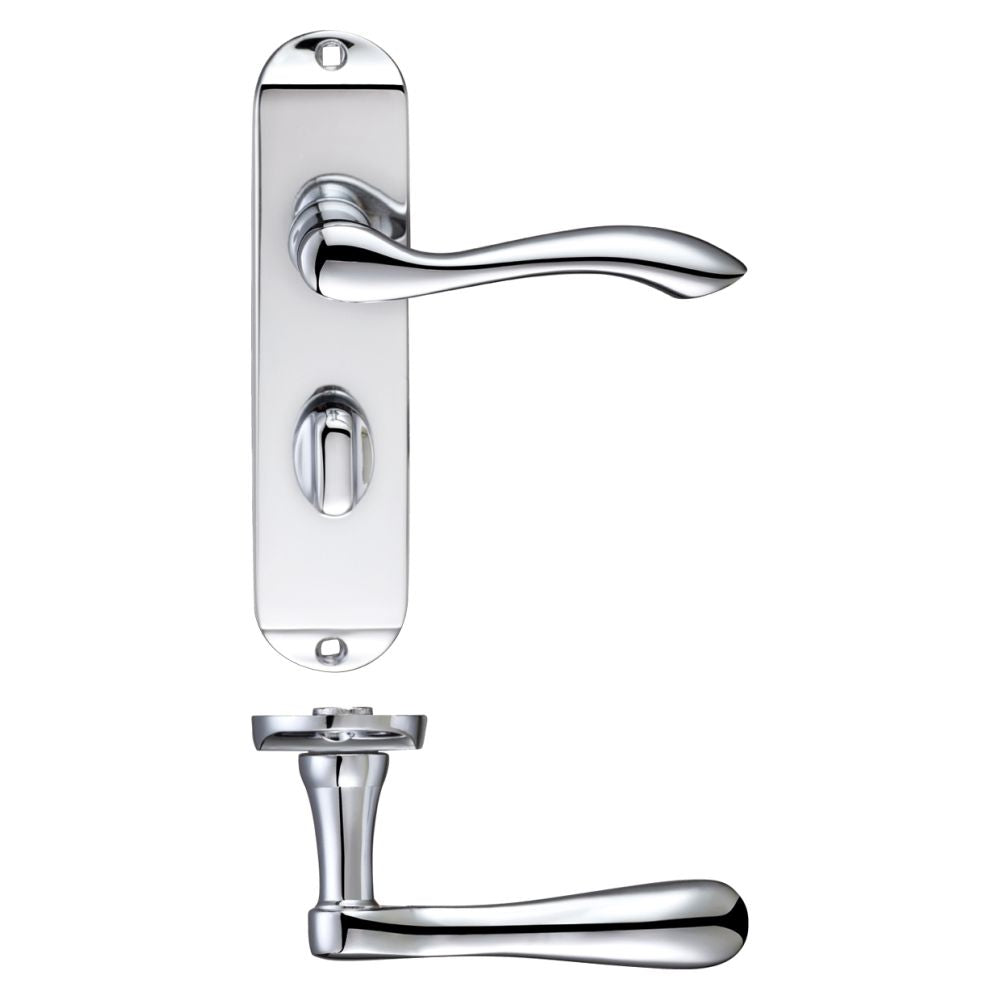 High quality image of the Fulton & Bray - Arundel Lever Bathroom (57mm c/c) Furniture - Short Plate 175 x 42mm - Polished Chrome | Sku. fb023cp | available to order from Trade Door Handles.