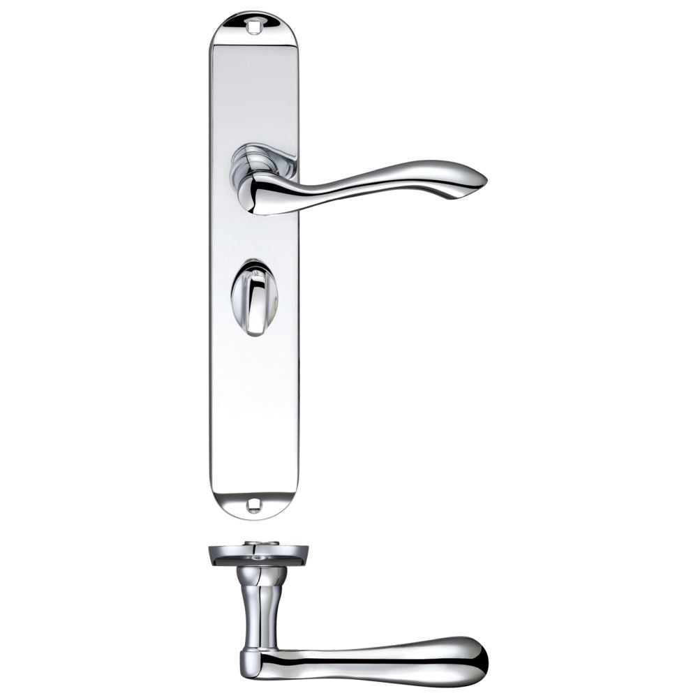 High quality image of the Fulton & Bray - Arundel Lever Bathroom (57mm c/c) Furniture - Long Plate 245 x 42mm - Polished Chrome | Sku. fb033cp | available to order from Trade Door Handles.