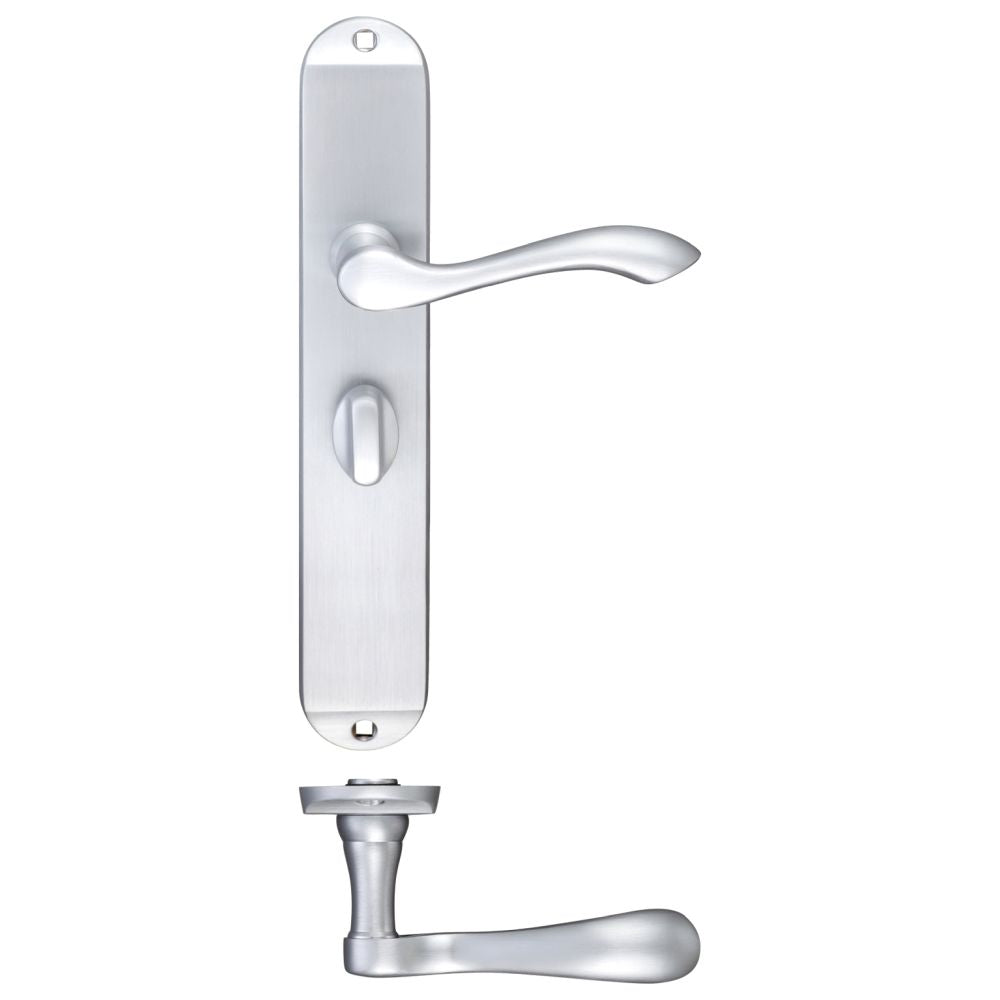 High quality image of the Fulton & Bray - Arundel Lever Bathroom (57mm c/c) Furniture - Long Plate 245 x 42mm - Satin Chrome | Sku. fb033sc | available to order from Trade Door Handles.