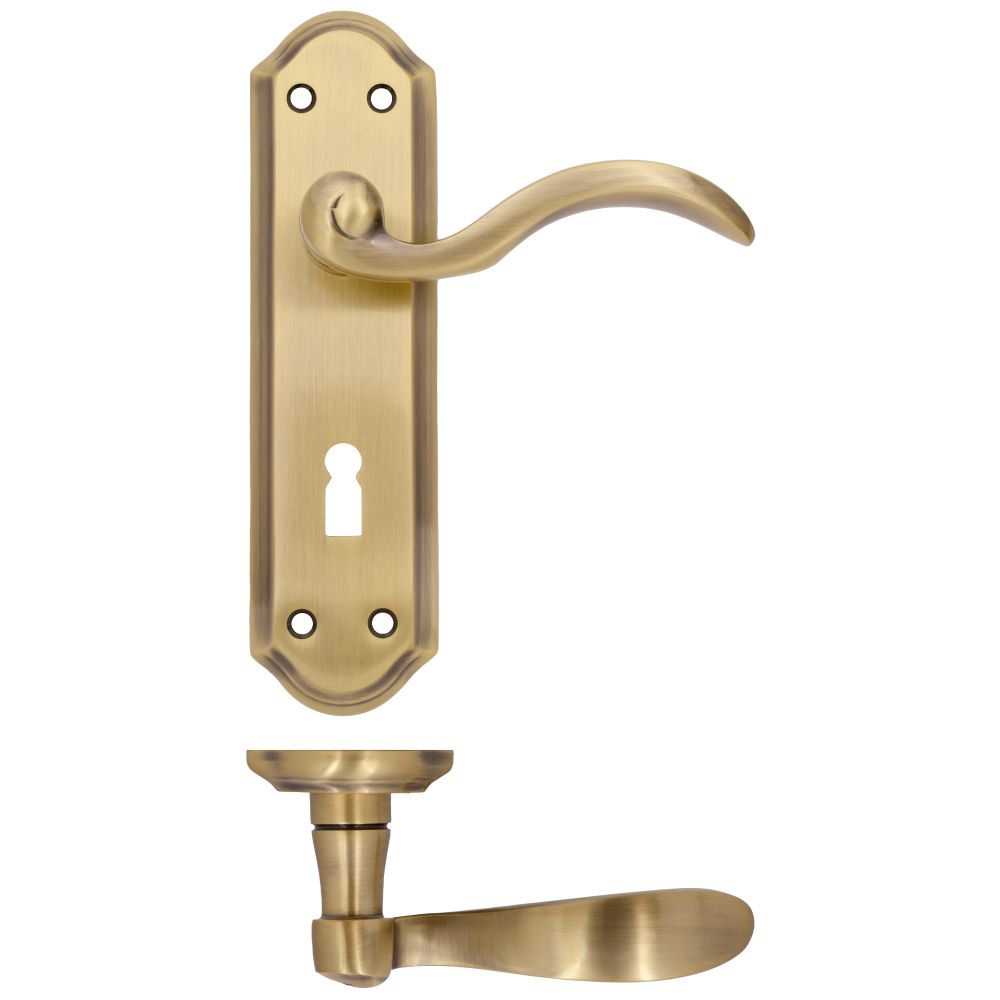 High quality image of the Fulton & Bray - Winchester Lever Lock (57mm c/c) Furniture 180 x 48mm - Florentine Bronze | Sku. fb051fb | available to order from Trade Door Handles.