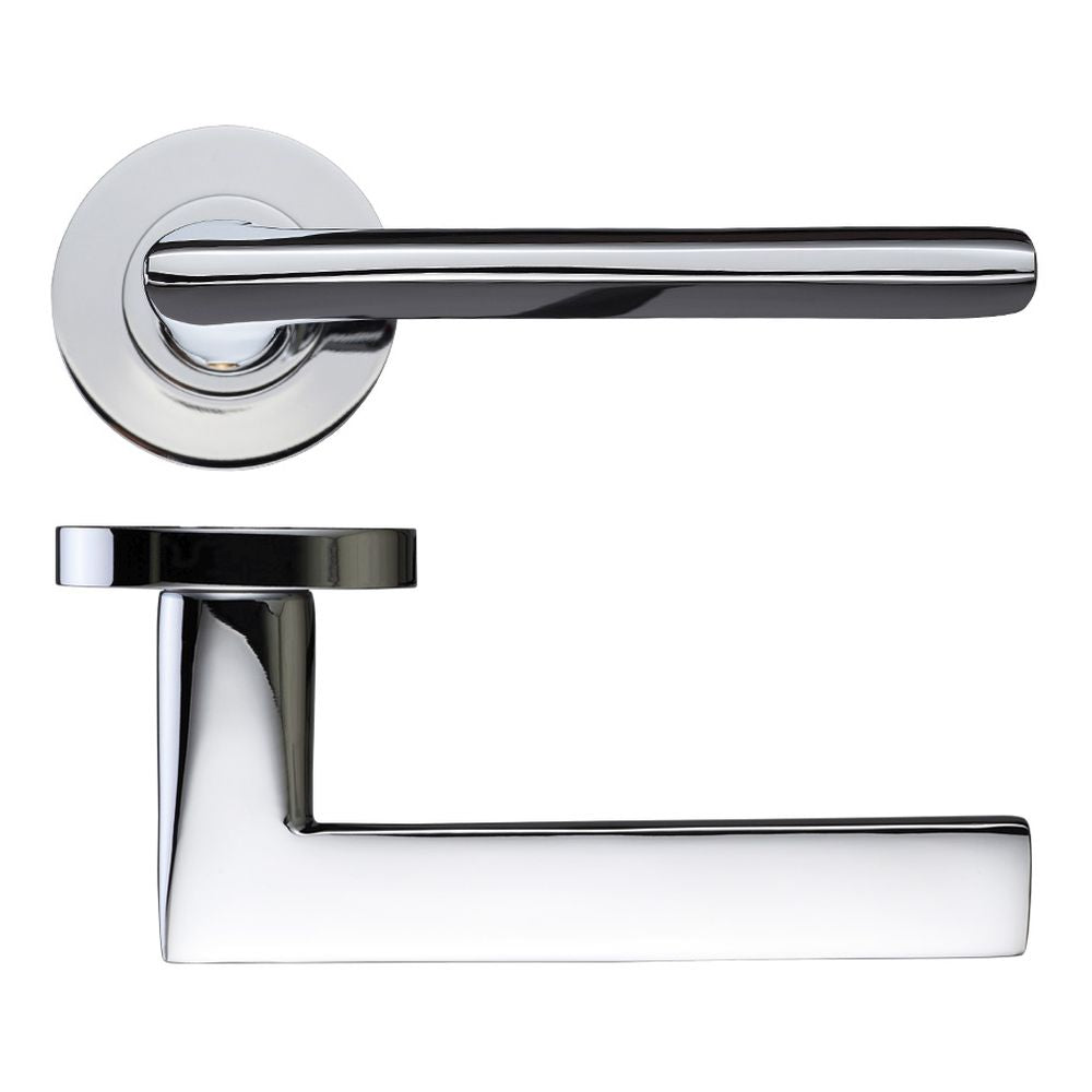 High quality image of the Fulton & Bray - Vitorria Lever on Round Rose - Polished Chrome | Sku. fb070cp | available to order from Trade Door Handles.