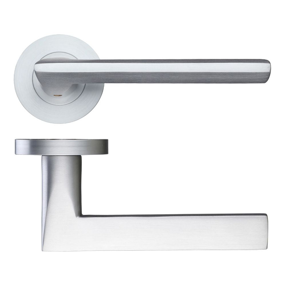 High quality image of the Fulton & Bray - Vitorria Lever on Round Rose - Satin Chrome | Sku. fb070sc | available to order from Trade Door Handles.