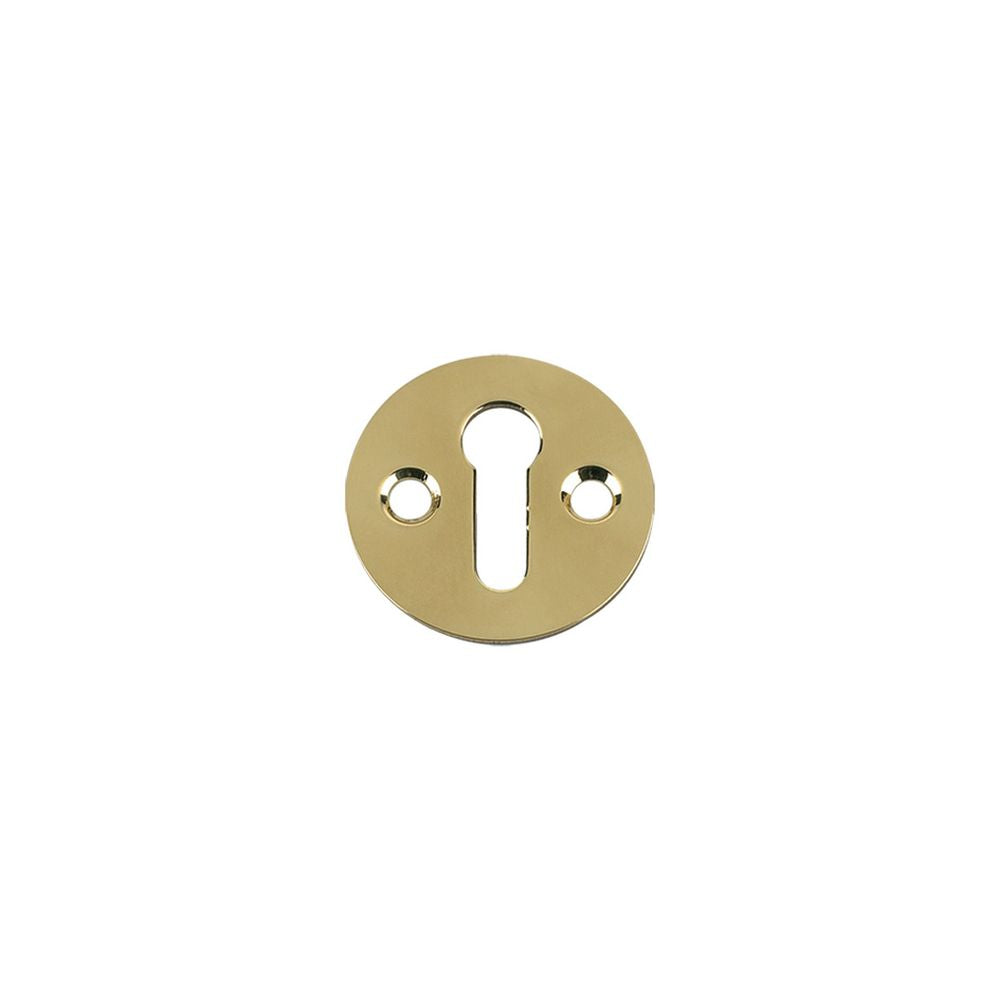 High quality image of the Fulton & Bray - Std. Key Profile Victorian Escutcheon 32mm dia. - Polished Brass | Sku. fb10 | available to order from Trade Door Handles.