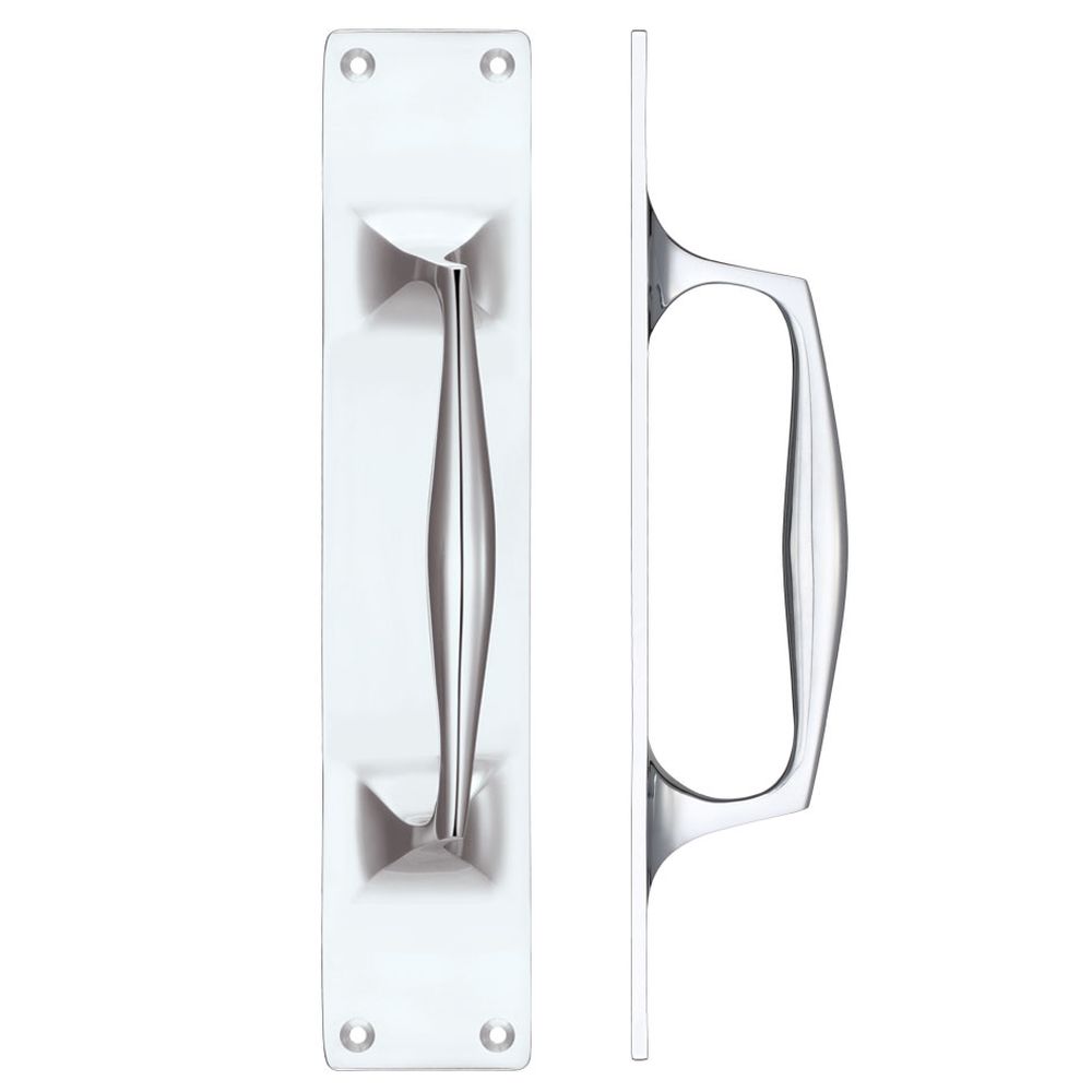 High quality image of the Fulton & Bray - Cast Brass Pull Handle with Backplate - 300 x 60mm - Polished Chrome | Sku. fb112acp | available to order from Trade Door Handles.