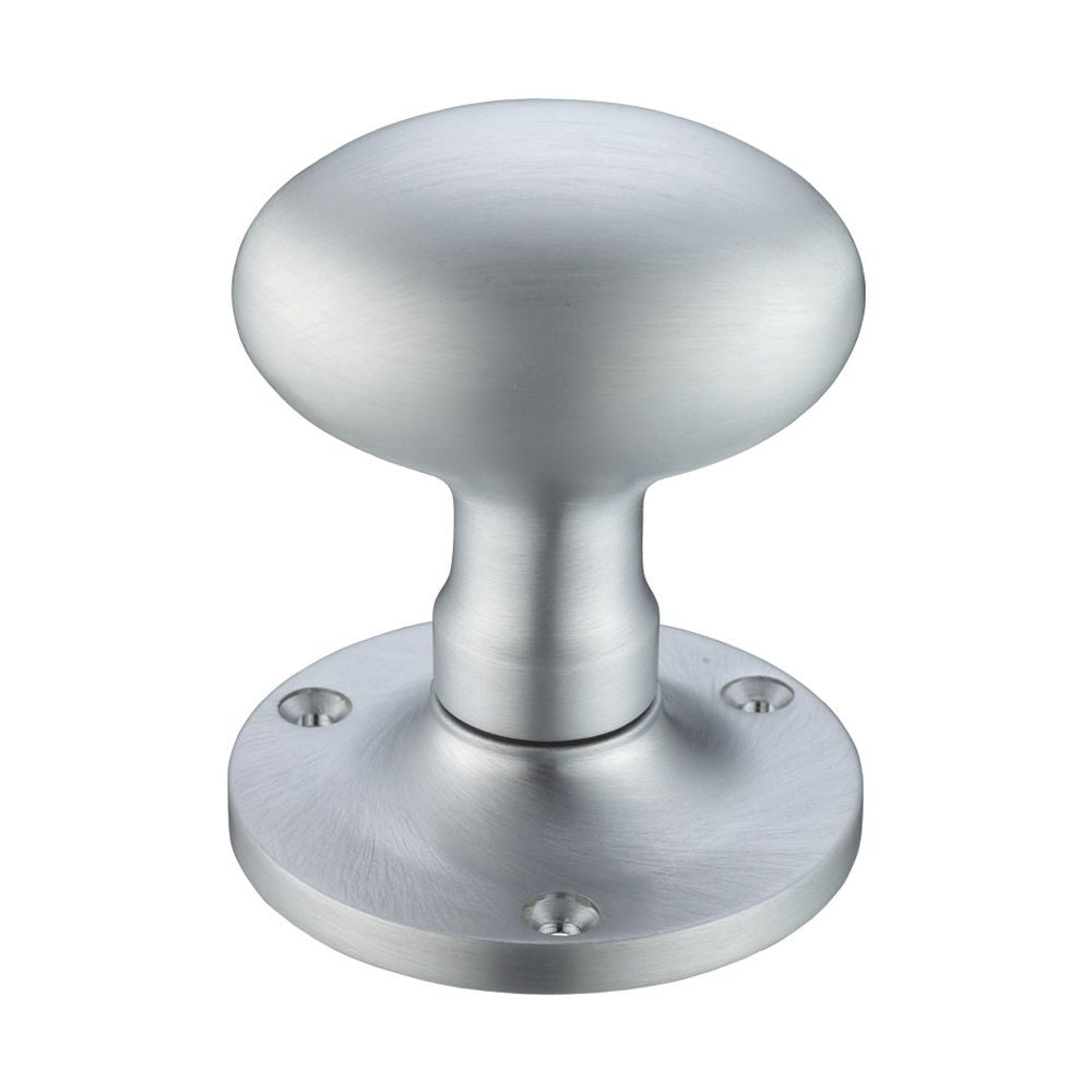 High quality image of the Fulton & Bray - Oval Mortice Knob Furniture 62.5mm Rose dia. - Satin Chrome | Sku. fb200sc | available to order from Trade Door Handles.