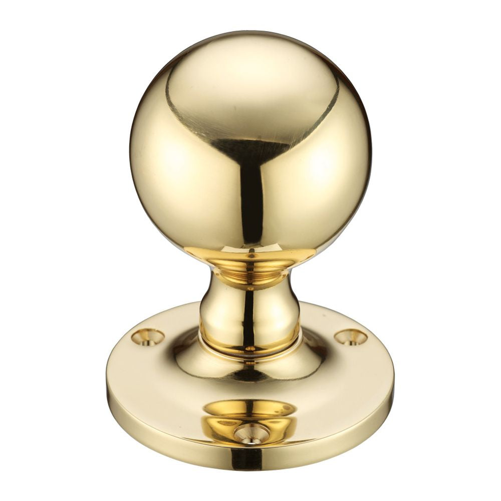 High quality image of the Fulton & Bray - Ball Mortice Knob Furniture 62.5mm Rose dia. - Polished Brass | Sku. fb202 | available to order from Trade Door Handles.