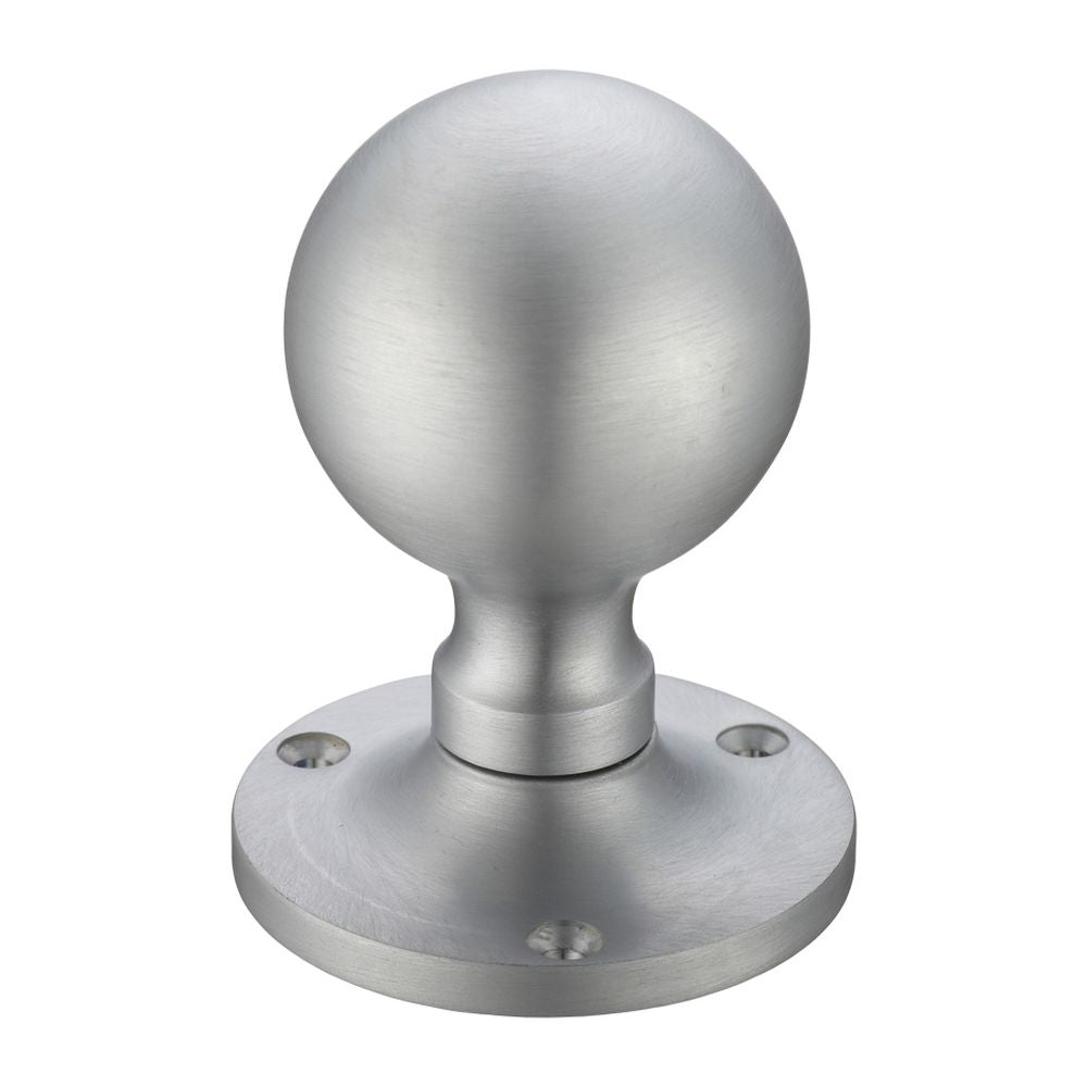 High quality image of the Fulton & Bray - Ball Mortice Knob Furniture 62.5mm Rose dia. - Satin Chrome | Sku. fb202sc | available to order from Trade Door Handles.