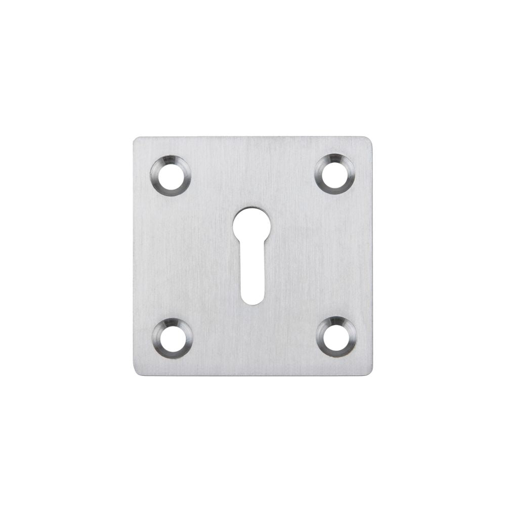 High quality image of the Fulton & Bray - Square Standard Profile Escutcheon 50mm - Satin Chrome | Sku. fb26sc | available to order from Trade Door Handles.