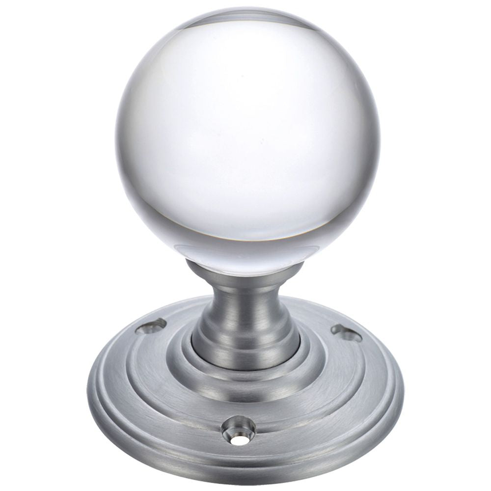 High quality image of the Fulton & Bray - Glass Ball Mortice Knob - Plain 55mm - Satin Chrome | Sku. fb300sc | available to order from Trade Door Handles.
