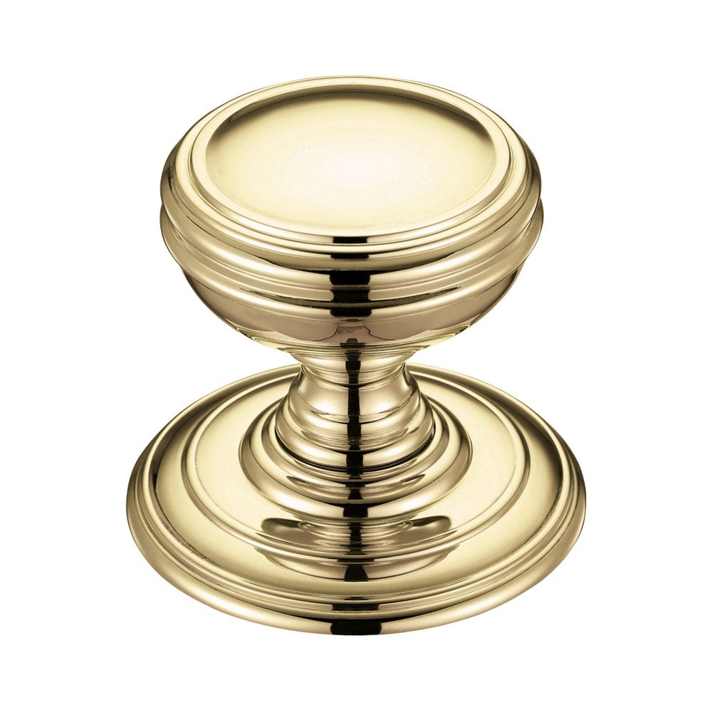 High quality image of the Fulton & Bray - Mortice Knob on Round Rose - Concealed Fix - Polished Brass | Sku. fb305 | available to order from Trade Door Handles.