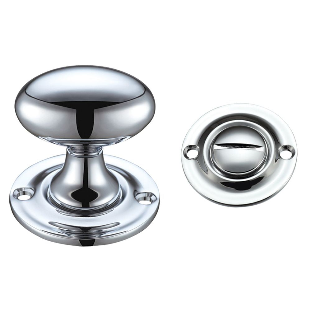 High quality image of the Fulton & Bray - Oval Thumb Turn with Coin Release - 5mm spindle - Polished Chrome | Sku. fb42cp | available to order from Trade Door Handles.