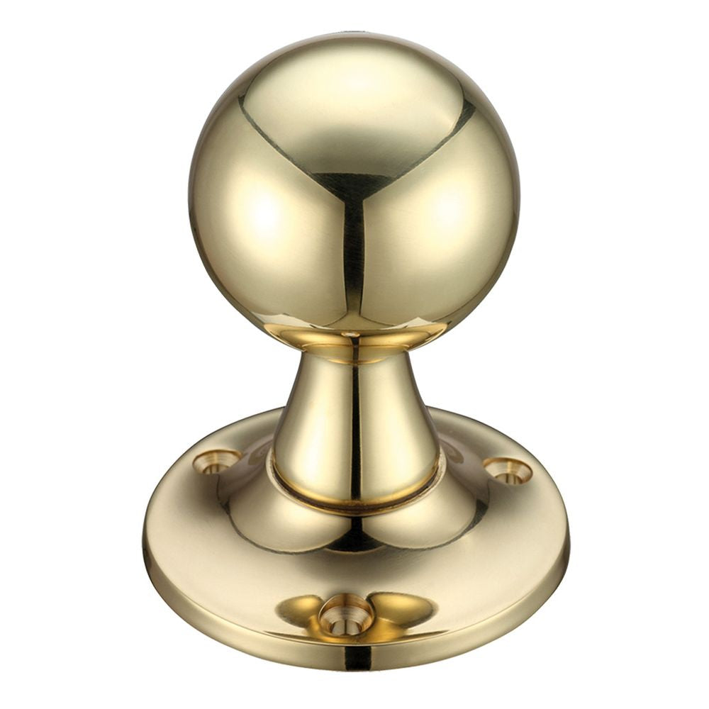 High quality image of the Fulton & Bray - Ball Mortice Knob Furniture 60mm Rose dia. - Polished Brass | Sku. fb502 | available to order from Trade Door Handles.