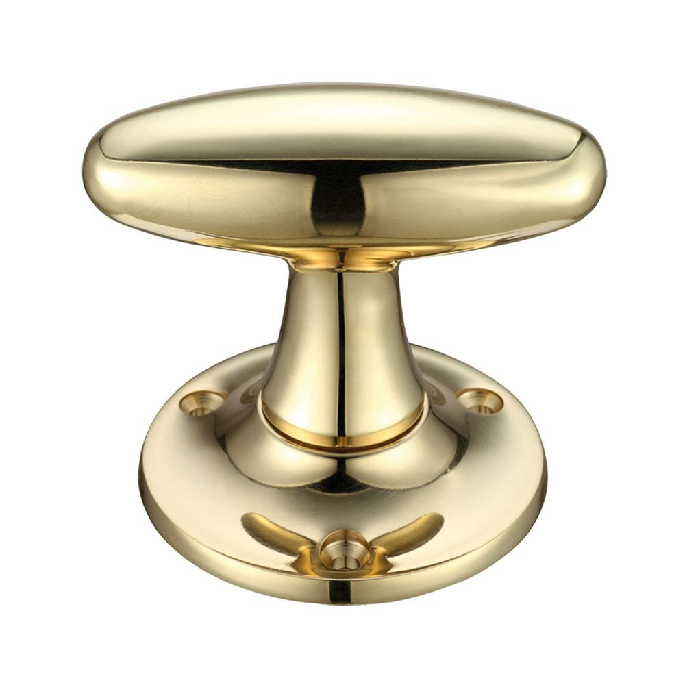 High quality image of the Fulton & Bray - Extended Oval Mortice Knob Furniture 60mm Rose dia. - Polished Brass | Sku. fb503 | available to order from Trade Door Handles.