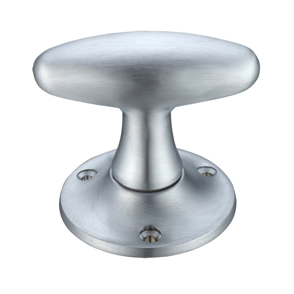 High quality image of the Fulton & Bray - Extended Oval Mortice Knob Furniture 60mm Rose dia. - Satin Chrome | Sku. fb503sc | available to order from Trade Door Handles.