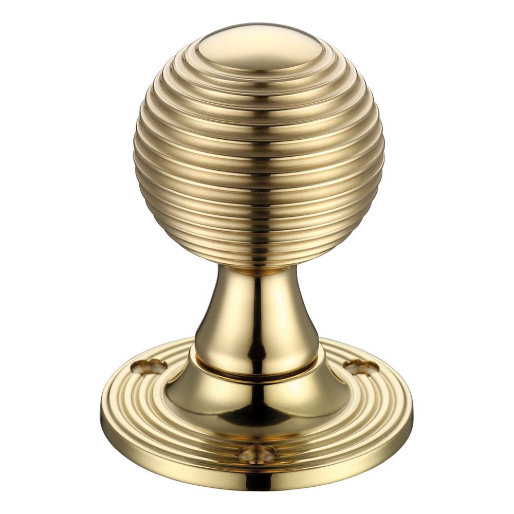 High quality image of the Fulton & Bray - Queen Anne Mortice Knob Furniture 60mm Rose dia. - Polished Brass | Sku. fb507 | available to order from Trade Door Handles.
