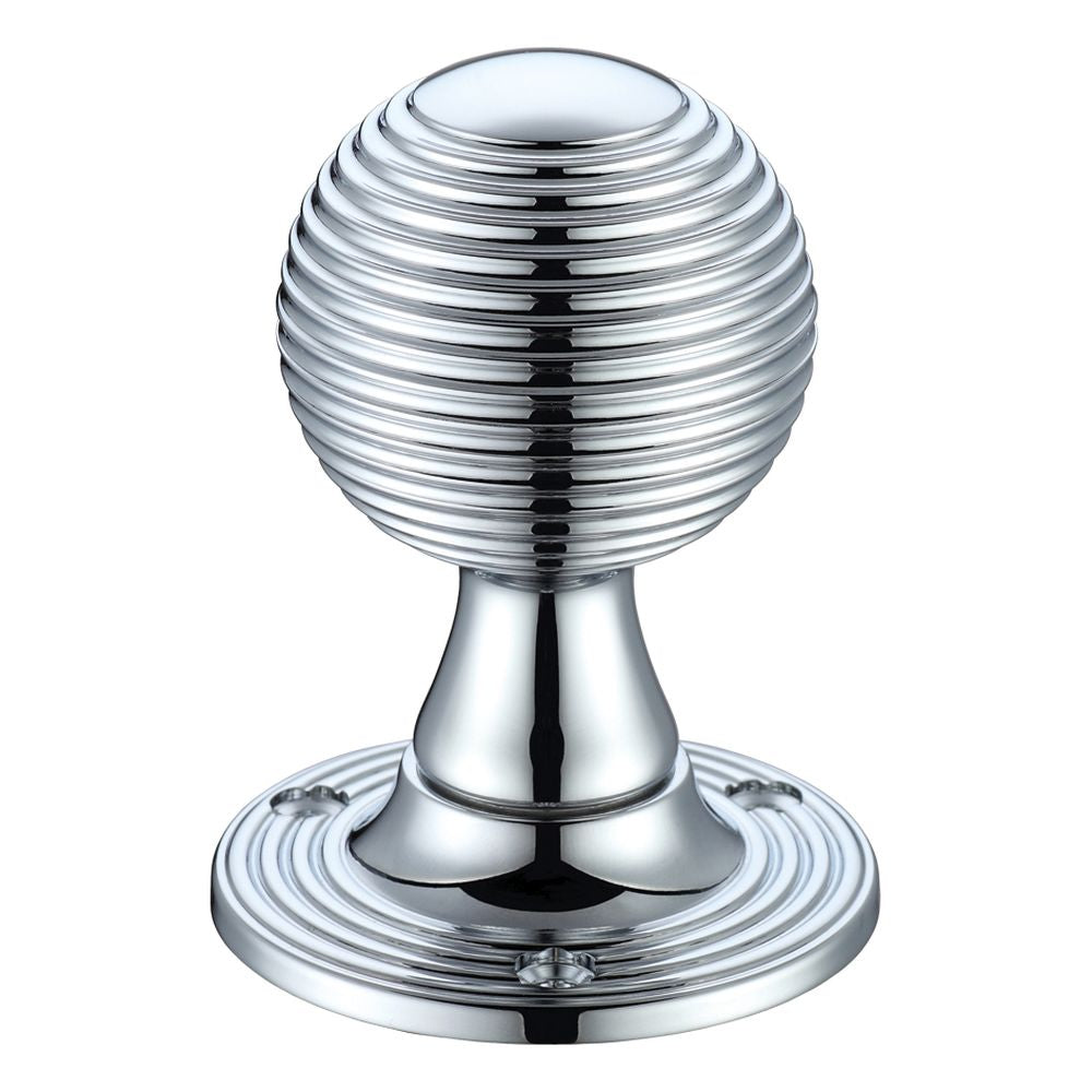 High quality image of the Fulton & Bray - Queen Anne Mortice Knob Furniture 60mm Rose dia. - Polished Chrome | Sku. fb507cp | available to order from Trade Door Handles.
