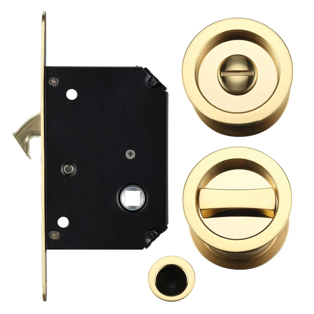 High quality image of the Fulton & Bray - Sliding Door Lock Set - Suitable for 35-45mm Thick Doors - Polished Brass | Sku. fb81 | available to order from Trade Door Handles.