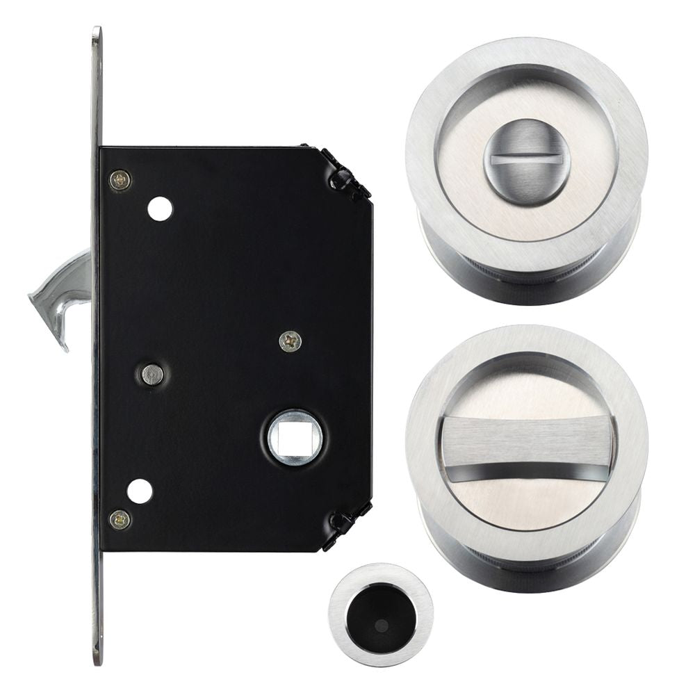 High quality image of the Fulton & Bray - Sliding Door Lock Set - Suitable for 35-45mm Thick Doors - Satin Chrome | Sku. fb81sc | available to order from Trade Door Handles.