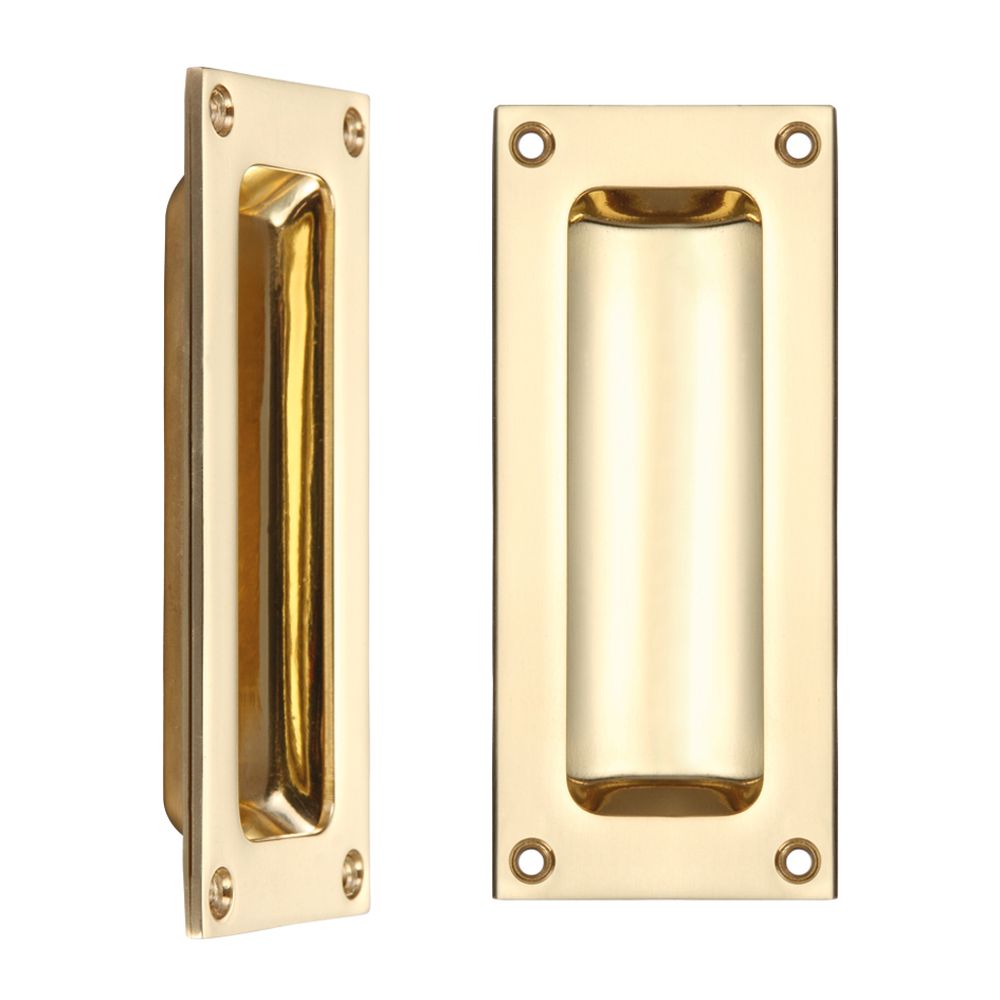 High quality image of the Fulton & Bray - Flush Pull - 102 x 45mm 13mm Depth - Polished Brass | Sku. fb90 | available to order from Trade Door Handles.