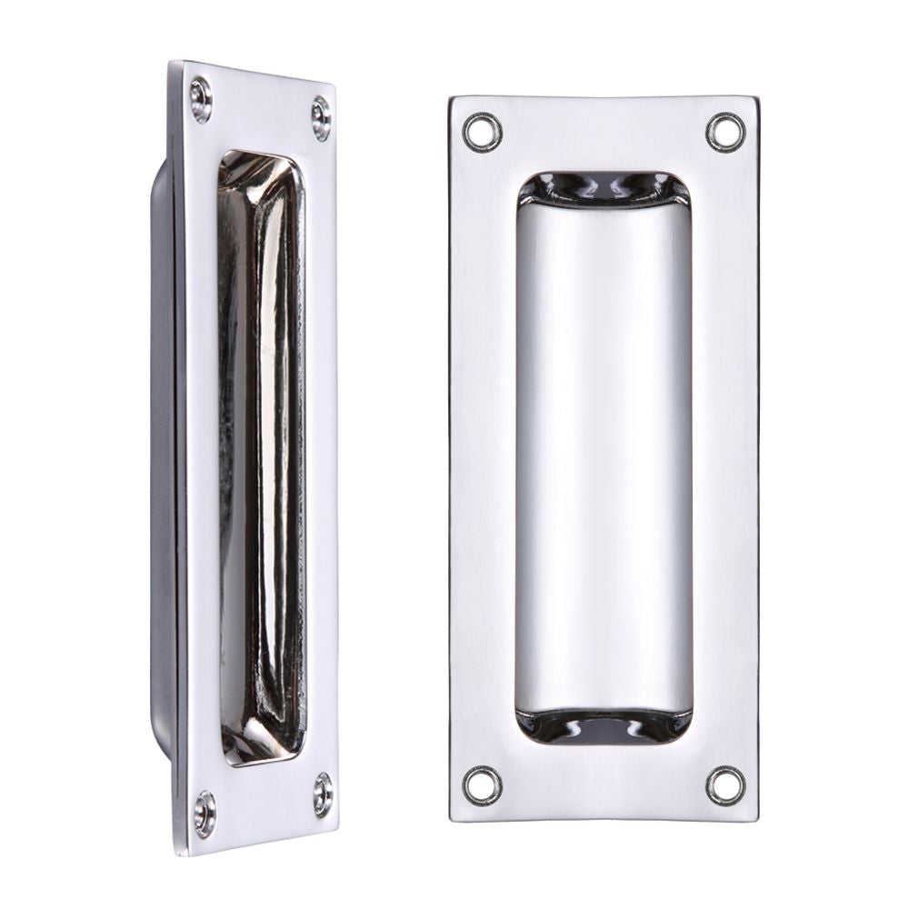 High quality image of the Fulton & Bray - Flush Pull - 102 x 45mm 13mm Depth - Polished Chrome | Sku. fb90cp | available to order from Trade Door Handles.