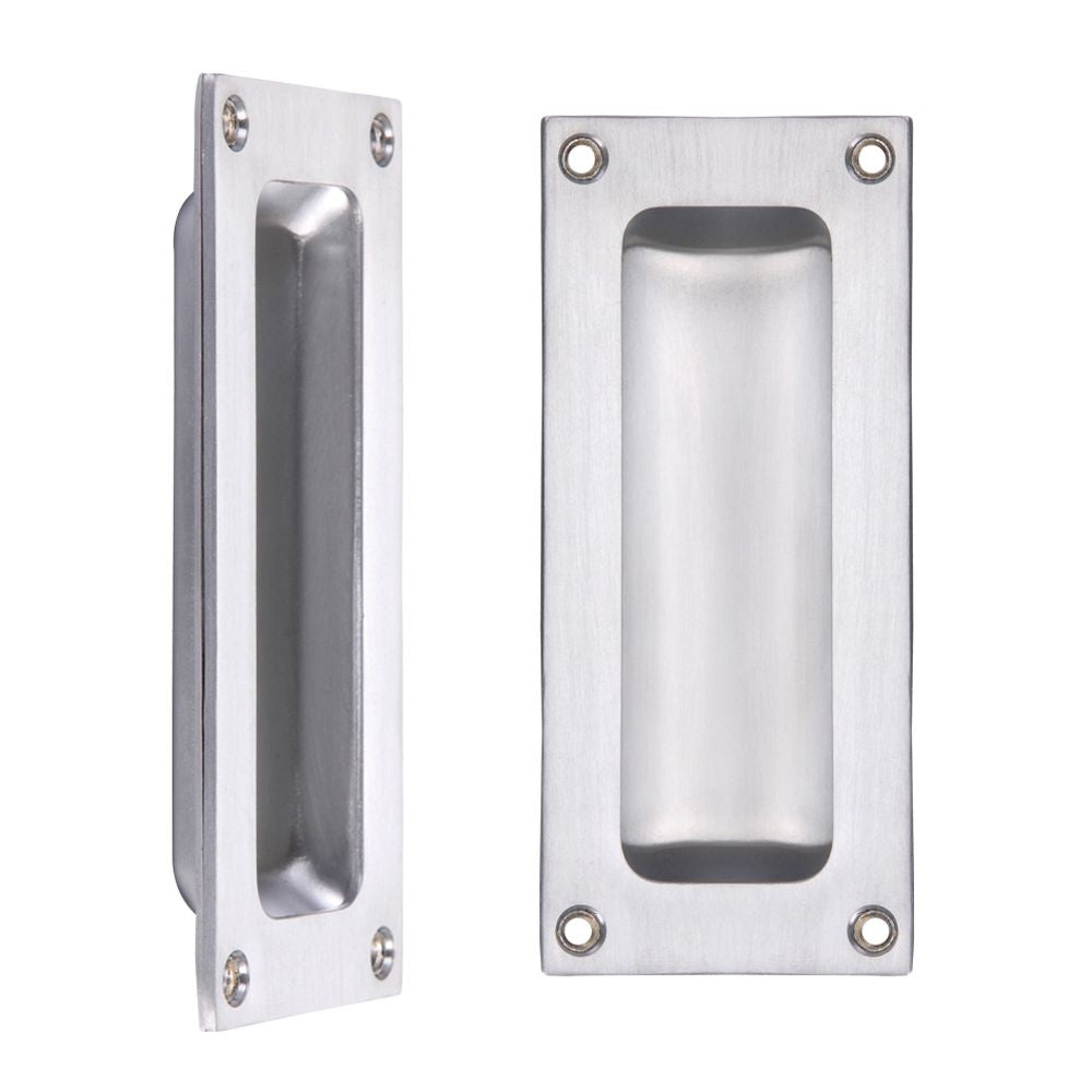 High quality image of the Fulton & Bray - Flush Pull - 102 x 45mm 13mm Depth - Satin Chrome | Sku. fb90sc | available to order from Trade Door Handles.