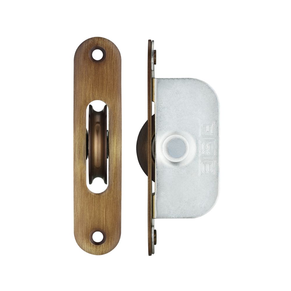 High quality image of the Fulton & Bray - Brass Ball Bearing Pulleys - 1 3/4" Radius Forend - Bronze | Sku. fbbp01rfb | available to order from Trade Door Handles.
