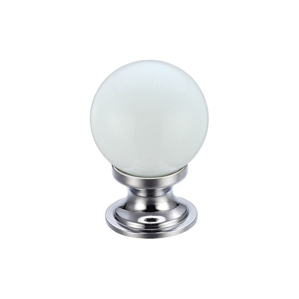 High quality image of the Fulton & Bray - Glass Ball Cabinet Knob - Plain White 25mm | Sku. fch02acpwh | available to order from Trade Door Handles.