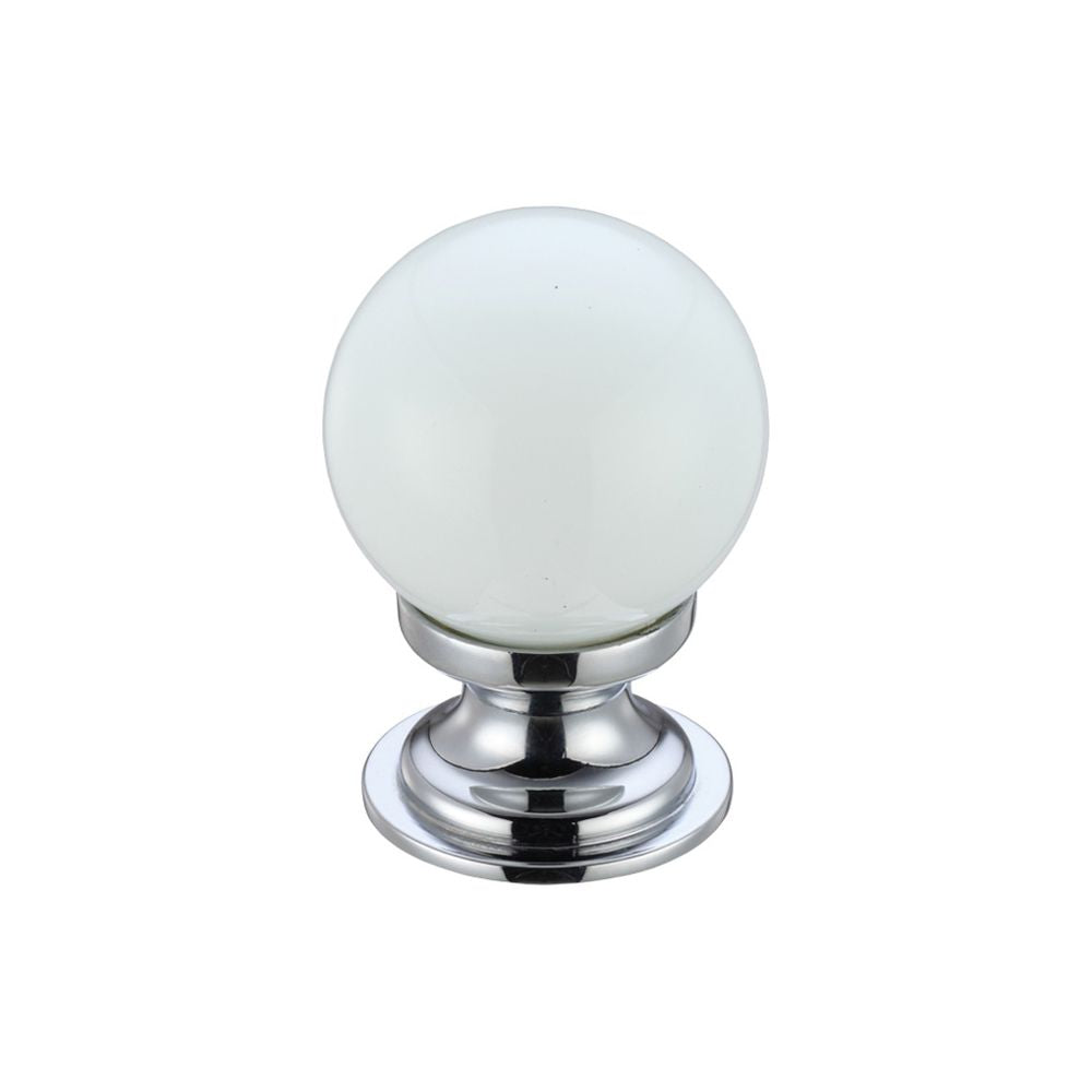 High quality image of the Fulton & Bray - Glass Ball Cabinet Knob - Plain White 30mm | Sku. fch02bcpwh | available to order from Trade Door Handles.