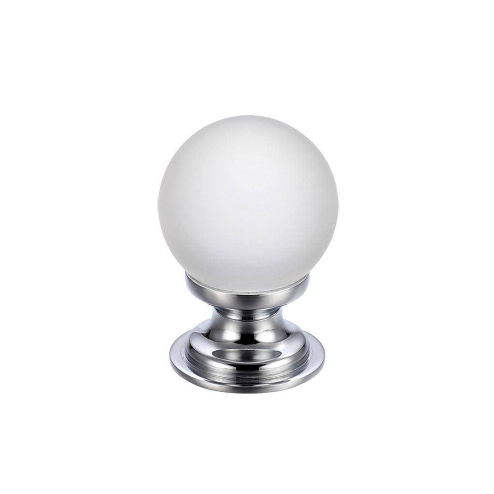 High quality image of the Fulton & Bray - Glass Ball Cabinet Knob - Frosted 25mm - Polished Chrome | Sku. fch04acp | available to order from Trade Door Handles.