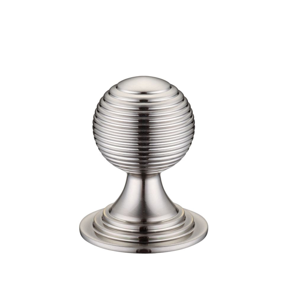 High quality image of the Fulton & Bray - Queen Anne Ringed Knob 32mm rose dia. - Satin Nickel | Sku. fch08bsn | available to order from Trade Door Handles.
