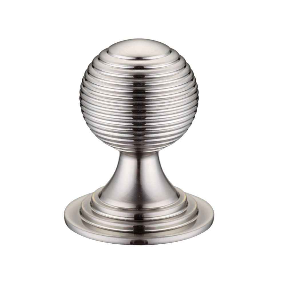 High quality image of the Fulton & Bray - Queen Anne Ringed Knob 38mm rose dia. - Satin Nickel | Sku. fch08csn | available to order from Trade Door Handles.