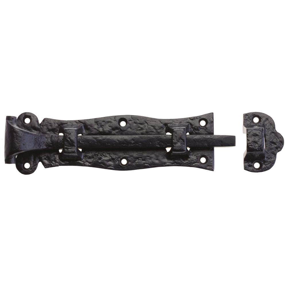High quality image of the Foxcote Foundries - Plain Door Bolt - 8" - Antique Black | Sku. ff53 | available to order from Trade Door Handles.