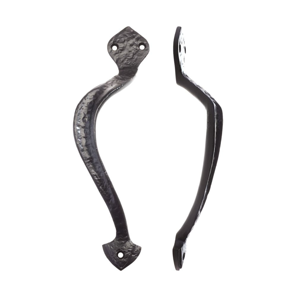 High quality image of the Foxcote Foundries - Offcentre Pull Handle - 9.5" - Left Hand - Antique Black | Sku. ff80l | available to order from Trade Door Handles.